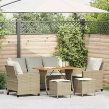 6-Delige Loungeset Met Kussens Poly Rattan Beige en grijs Hout