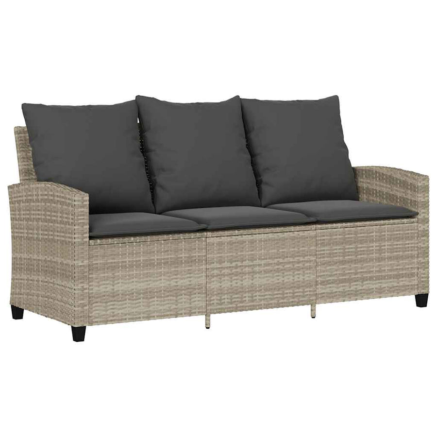6-Delige Loungeset Met Kussens Poly Rattan Lichtgrijs Hout