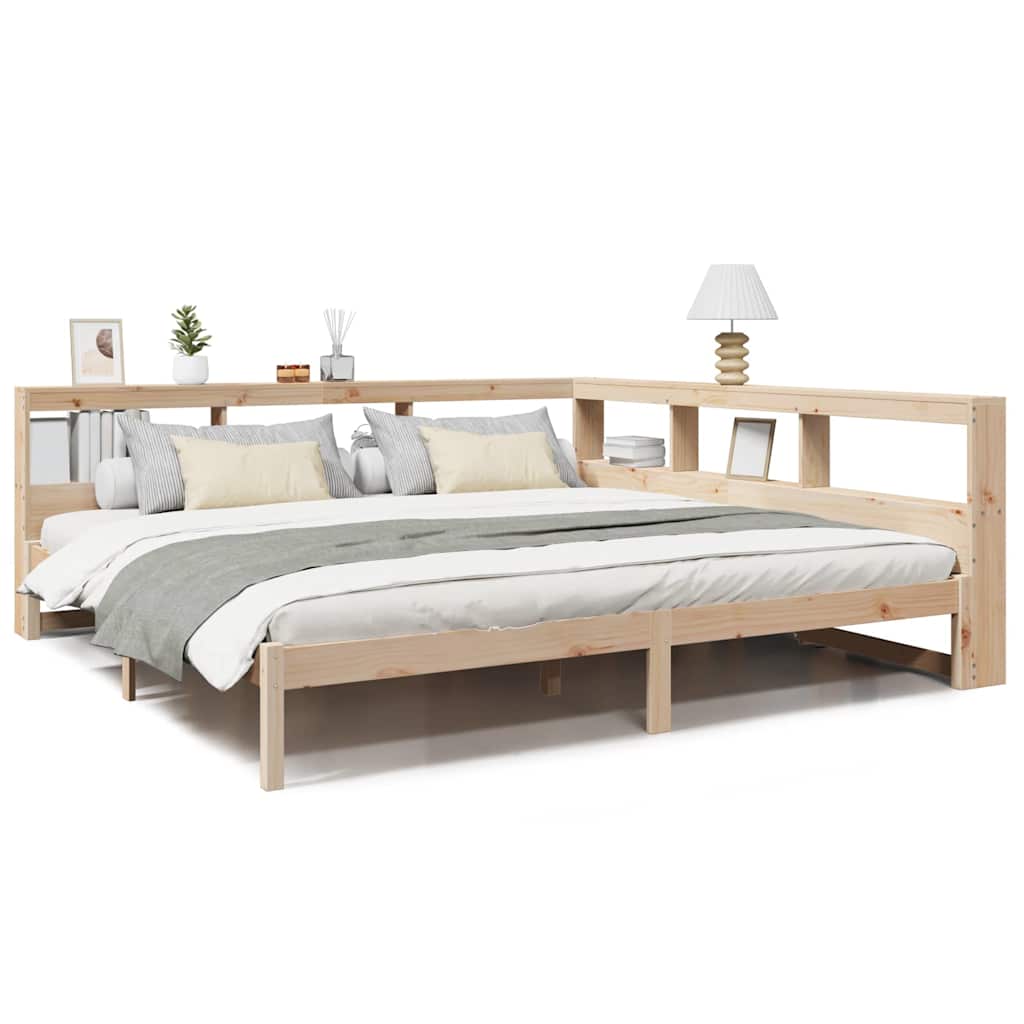 Bed met boekenkast zonder matras massief grenenhout 180x200 cm