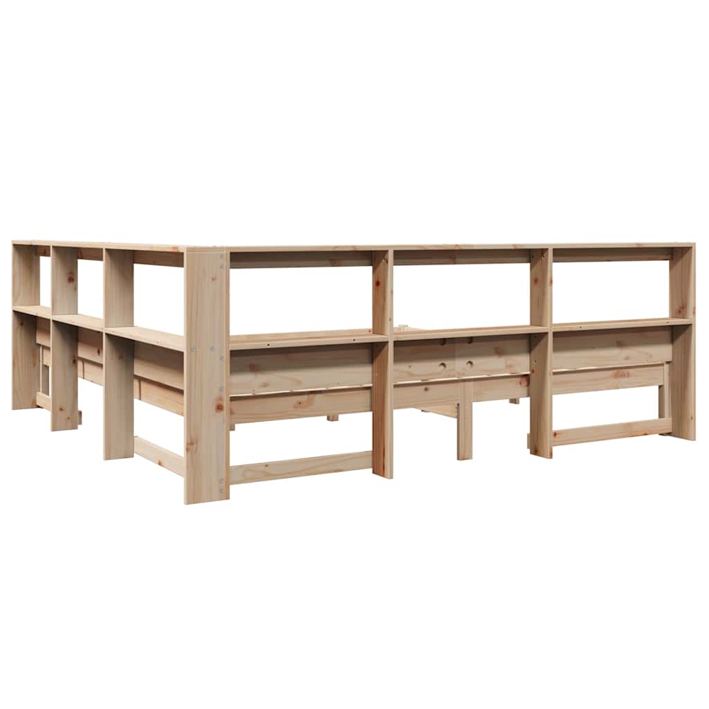 Bed met boekenkast zonder matras massief grenenhout 180x200 cm