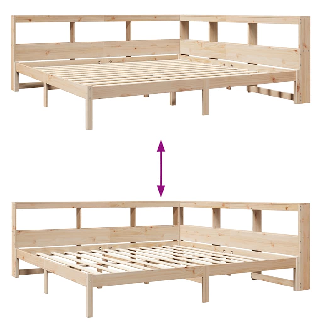 Bed met boekenkast zonder matras massief grenenhout 180x200 cm