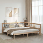 Bed massief grenenhout 180x200 cm met boekenkast