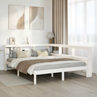 Bed 160x200 cm grenenhout wit met boekenkast