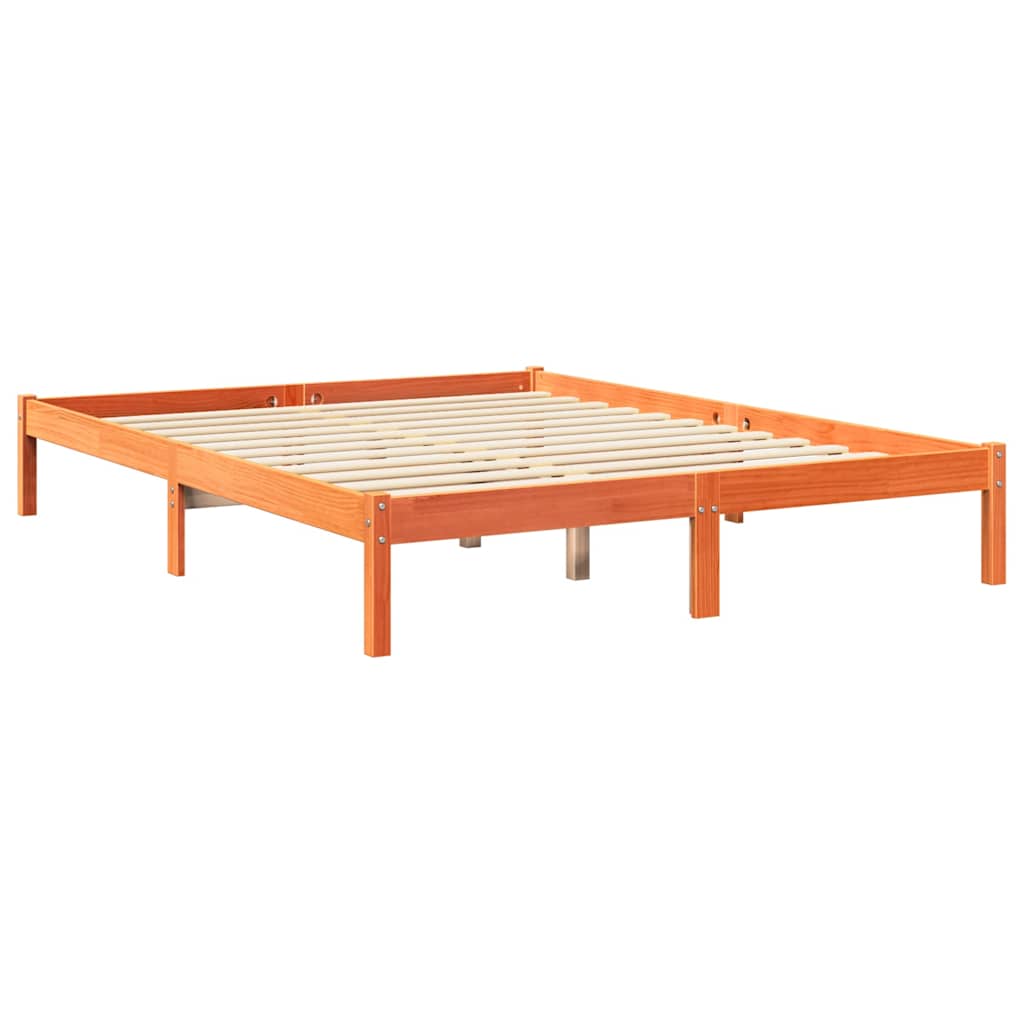 Bed met boekenkast zonder matras grenenhout wasbruin 160x200 cm