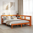 Bed 160x200 cm grenenhout wasbruin met boekenkast
