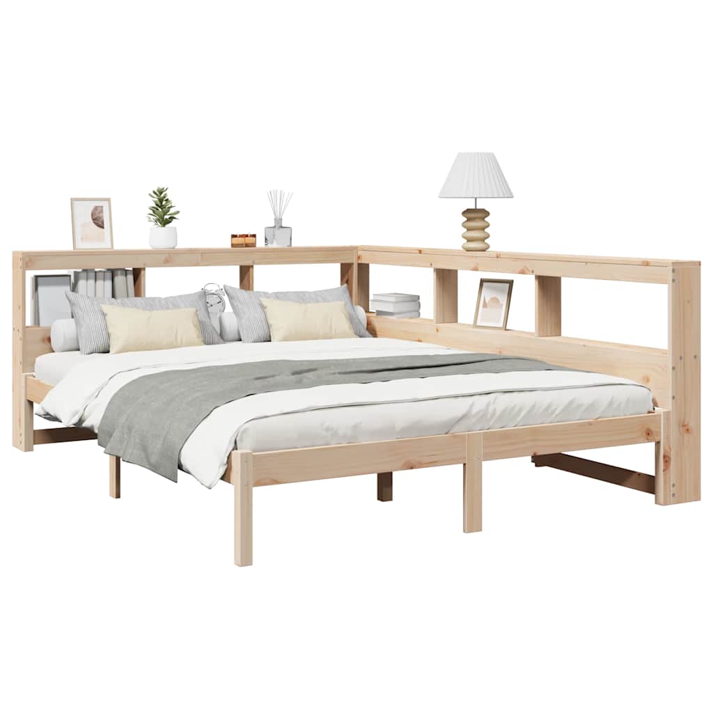 Bed met boekenkast zonder matras massief grenenhout 150x200 cm