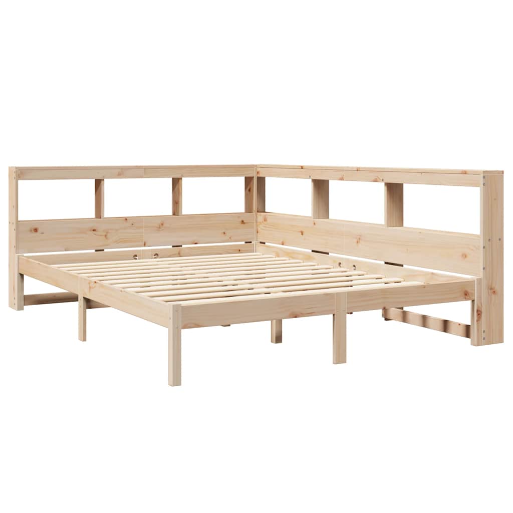 Bed met boekenkast zonder matras massief grenenhout 150x200 cm