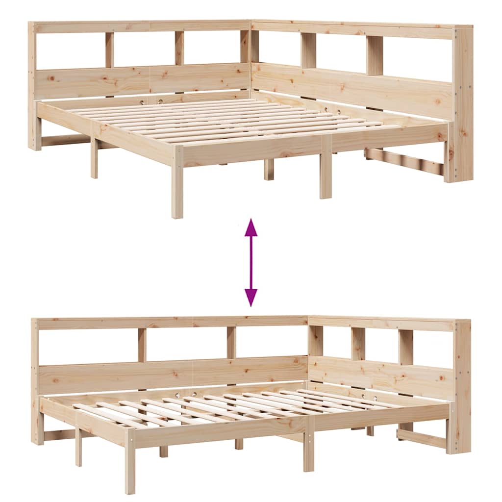 Bed met boekenkast zonder matras massief grenenhout 150x200 cm