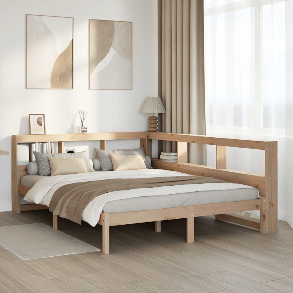 Bed met boekenkast zonder matras massief grenenhout 150x200 cm