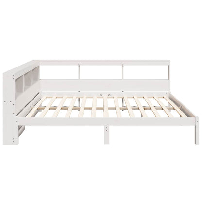 Bed met boekenkast zonder matras grenenhout wit 150x200 cm