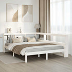 Bed with bookcase without mattress pine wood white 150x200 cm