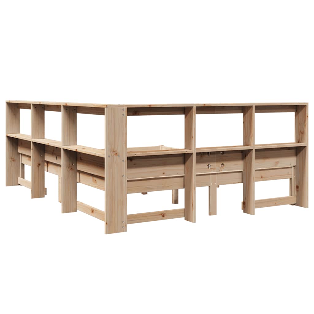 Bed met boekenkast zonder matras massief grenenhout 140x200 cm