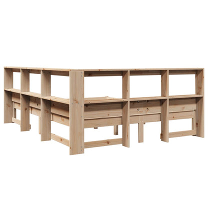 Bed met boekenkast zonder matras massief grenenhout 140x200 cm