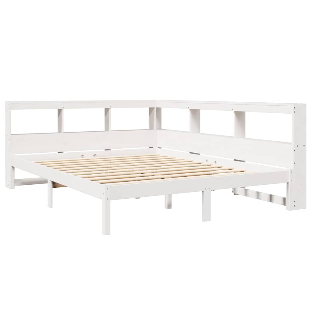 Bed Met Boekenkast Zonder Matras Grenenhout 140 x 200 cm Wit