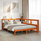 Bed 140x200 cm grenenhout wasbruin met boekenkast