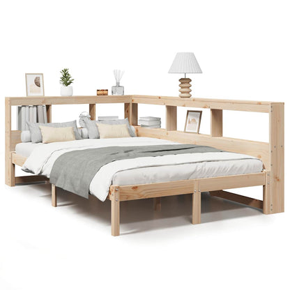 Bed met boekenkast zonder matras massief grenenhout 120x200 cm