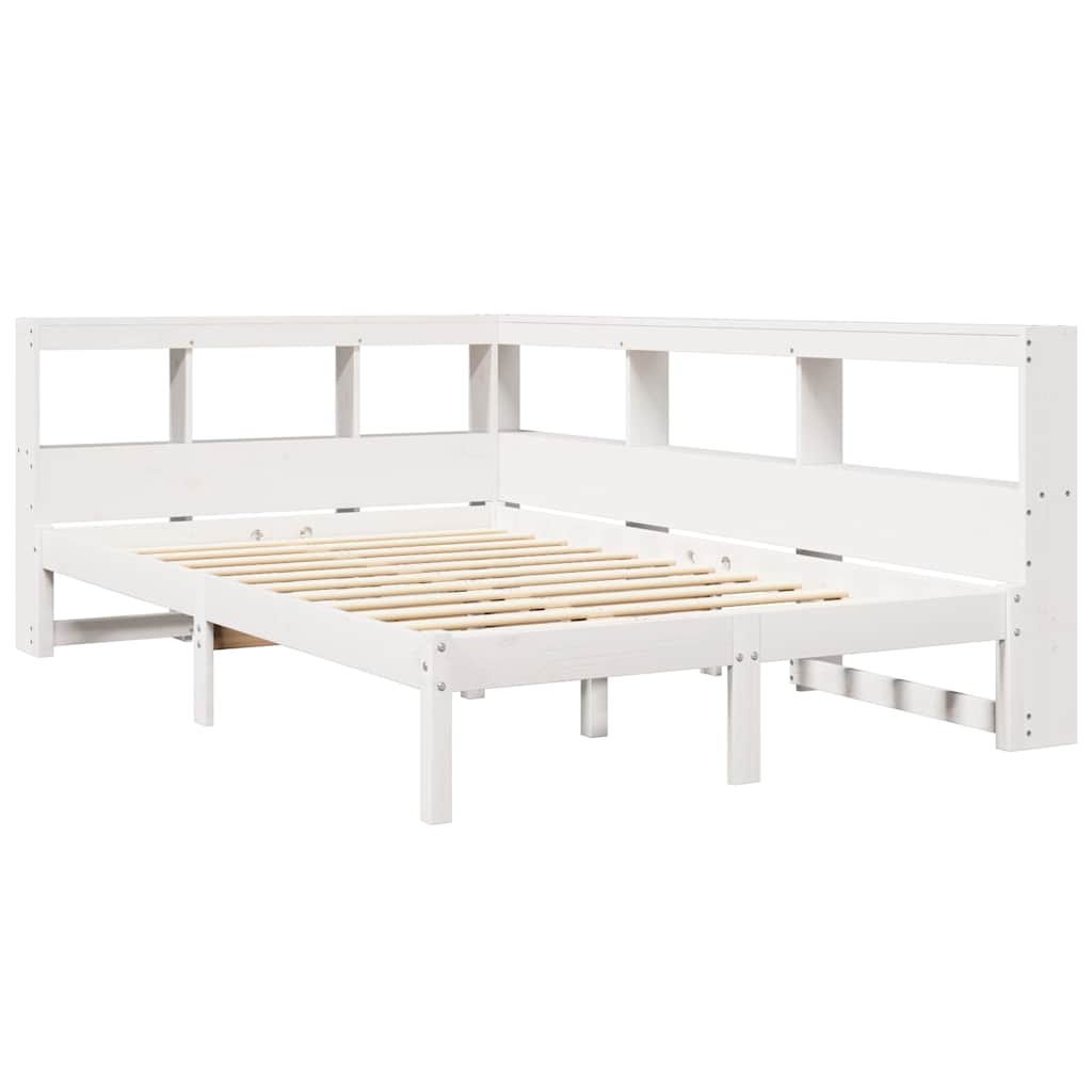 Bed Met Boekenkast Zonder Matras Grenenhout 120 x 200 cm Wit