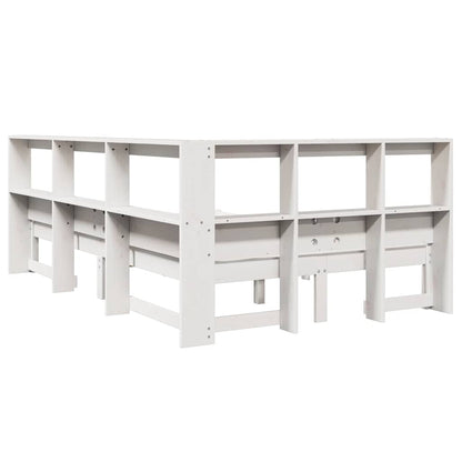 Bed Met Boekenkast Zonder Matras Grenenhout 120 x 200 cm Wit