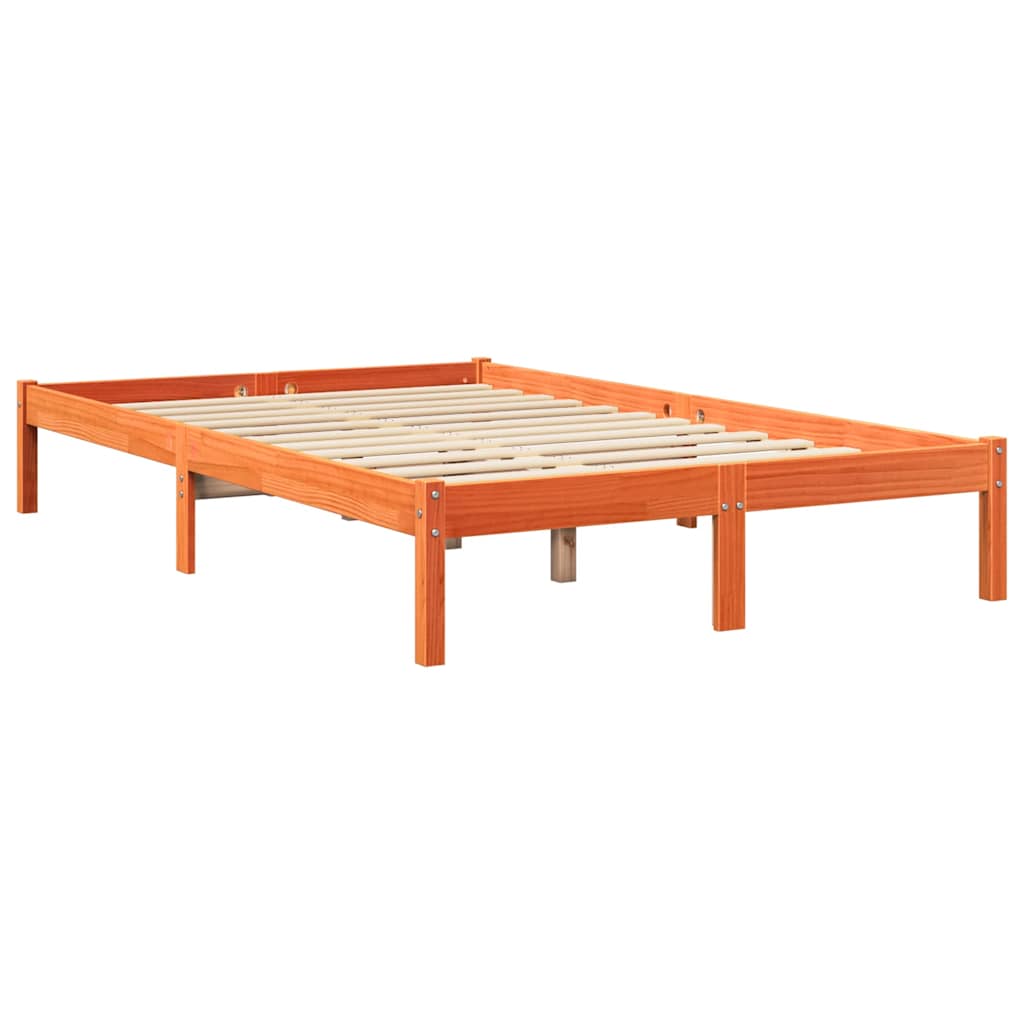 Bed Met Boekenkast Zonder Matras Grenenhout 120 x 200 cm Wasbruin
