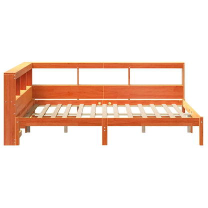 Bed Met Boekenkast Zonder Matras Grenenhout 120 x 200 cm Wasbruin
