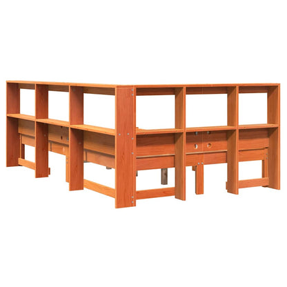 Bed Met Boekenkast Zonder Matras Grenenhout 120 x 200 cm Wasbruin