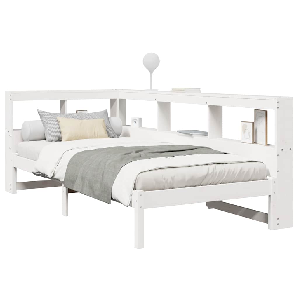 Bed Met Boekenkast Zonder Matras Grenenhout 100 x 200 cm Wit