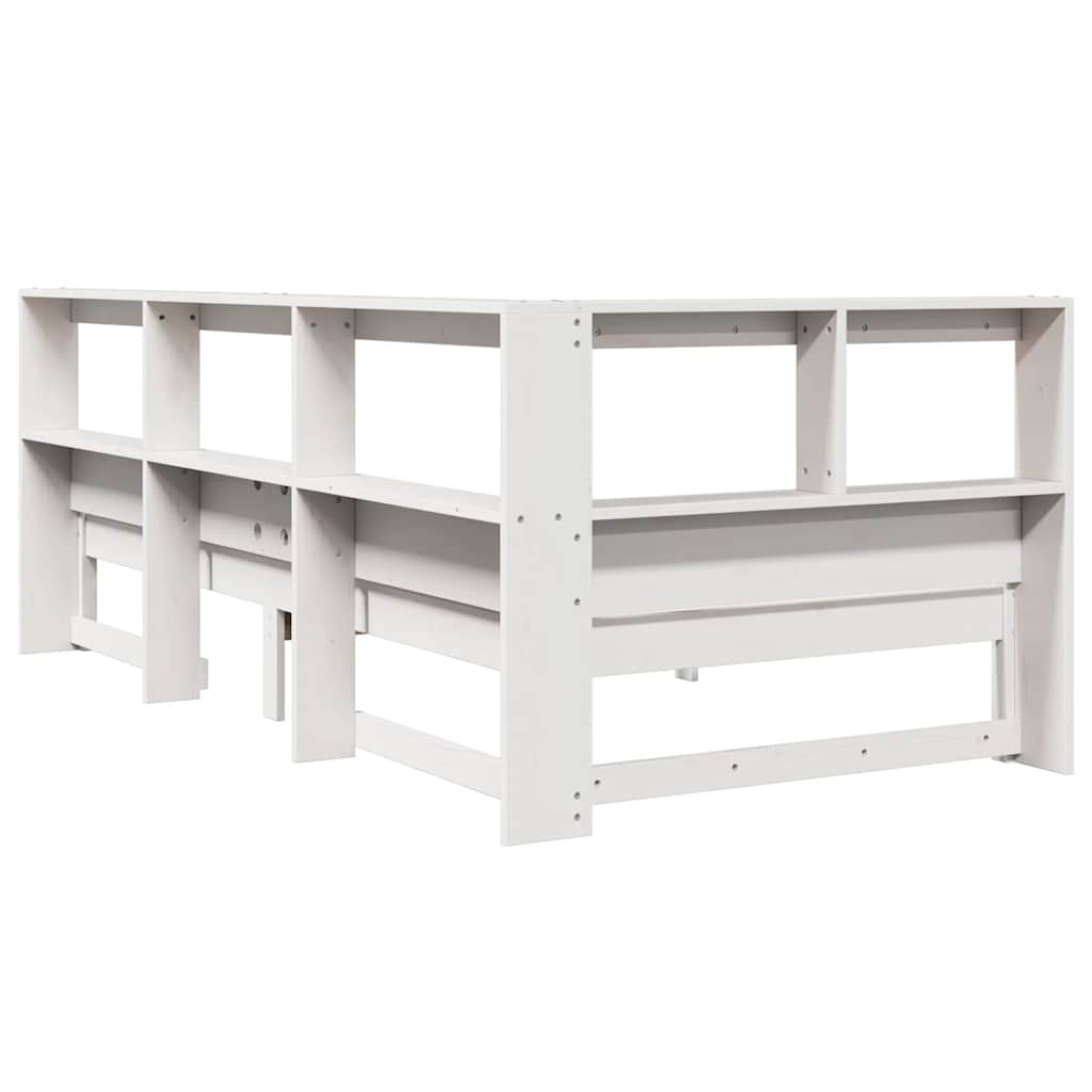 Bed Met Boekenkast Zonder Matras Grenenhout 100 x 200 cm Wit