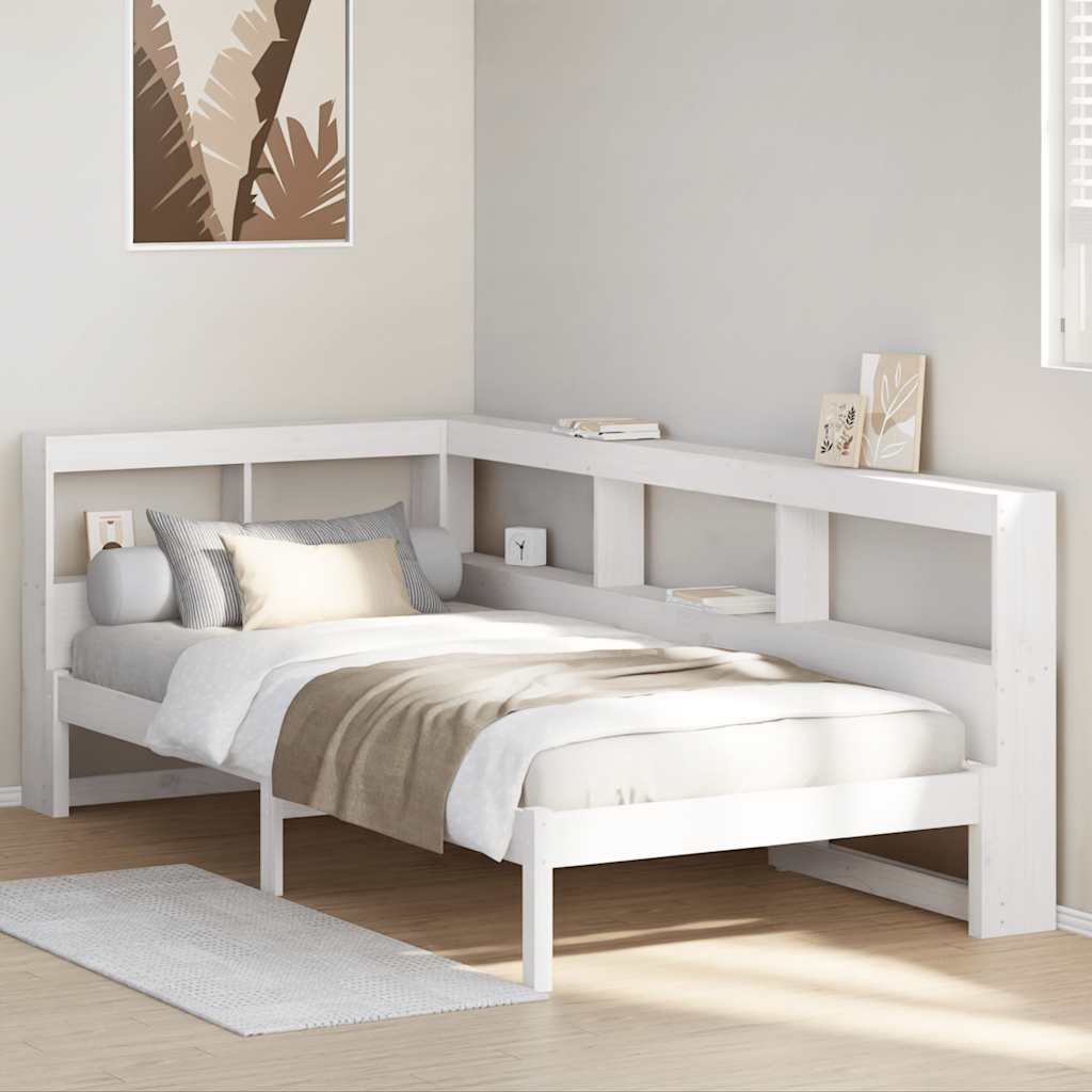 Bed Met Boekenkast Zonder Matras Grenenhout 100 x 200 cm Wit