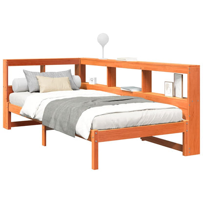 bed met boekenkast zonder matras grenenhout wasbruin 90x200 cm