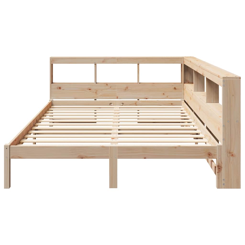 Bed met boekenkast zonder matras massief grenenhout 140x190 cm