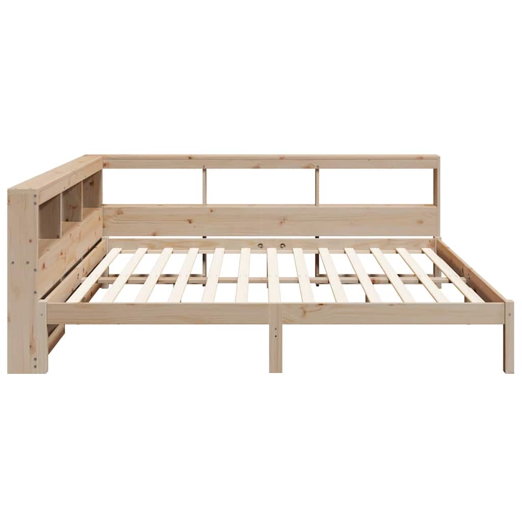 Bed met boekenkast zonder matras massief grenenhout 140x190 cm