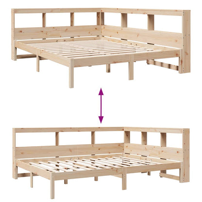 Bed met boekenkast zonder matras massief grenenhout 140x190 cm