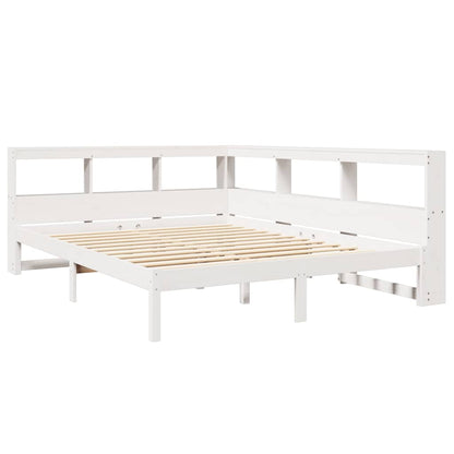 Bed met boekenkast zonder matras grenenhout wit 140x190 cm