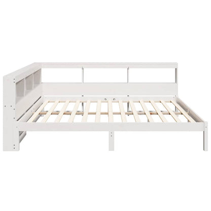 Bed met boekenkast zonder matras grenenhout wit 140x190 cm