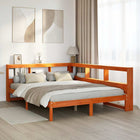 Bed 140x190 cm grenenhout wasbruin met boekenkast