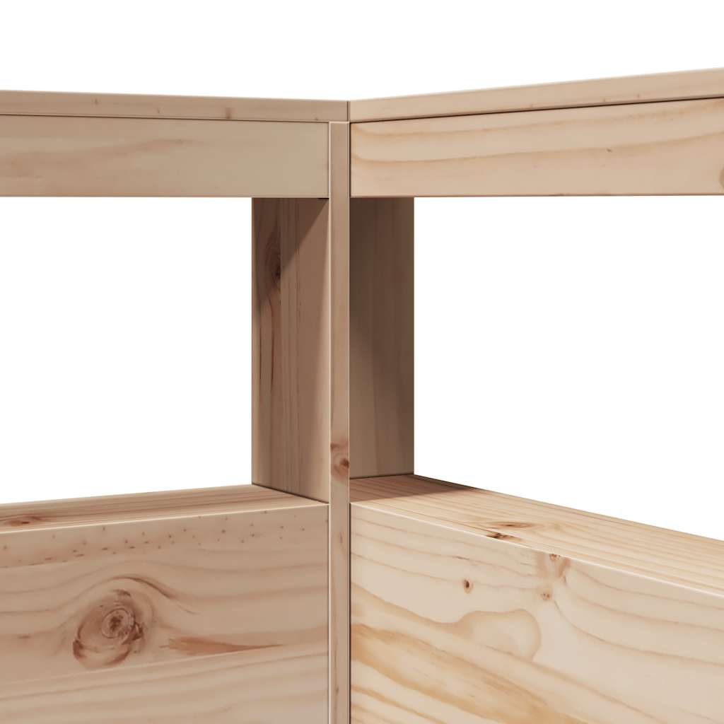 Bed Met Boekenkast Zonder Matras Massief Grenenhout 135 x 190 cm Naturel