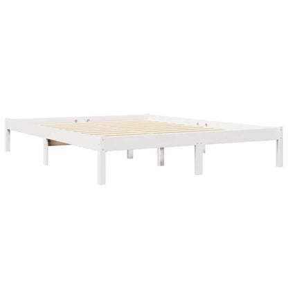 Bed met boekenkast zonder matras grenenhout wit 135x190 cm