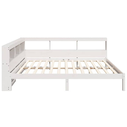 Bed met boekenkast zonder matras grenenhout wit 135x190 cm