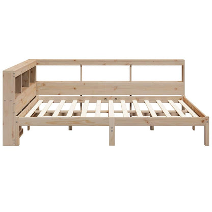 Bed Met Boekenkast Zonder Matras Massief Grenenhout 120 x 190 cm Naturel