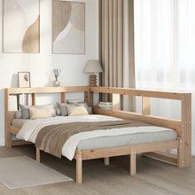 Bed Met Boekenkast Zonder Matras Massief Grenenhout 120 x 190 cm Naturel