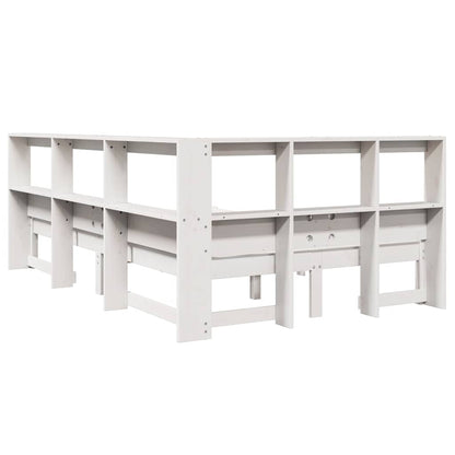 Bed met boekenkast zonder matras grenenhout wit 120x190 cm