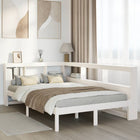 Bed with bookcase without mattress pine wood white 120x190 cm