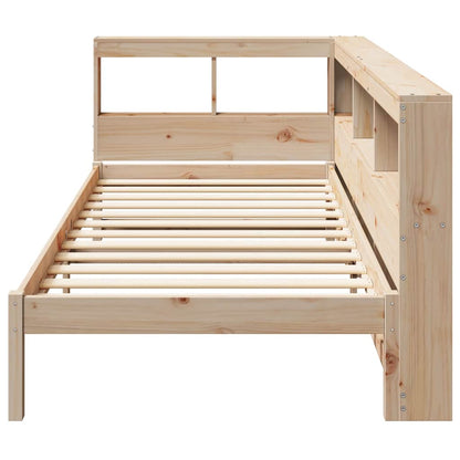 Bed met boekenkast zonder matras massief grenenhout 90x190 cm