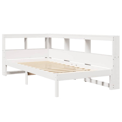 Bed Met Boekenkast Zonder Matras Grenenhout 90 x 190 cm Wit