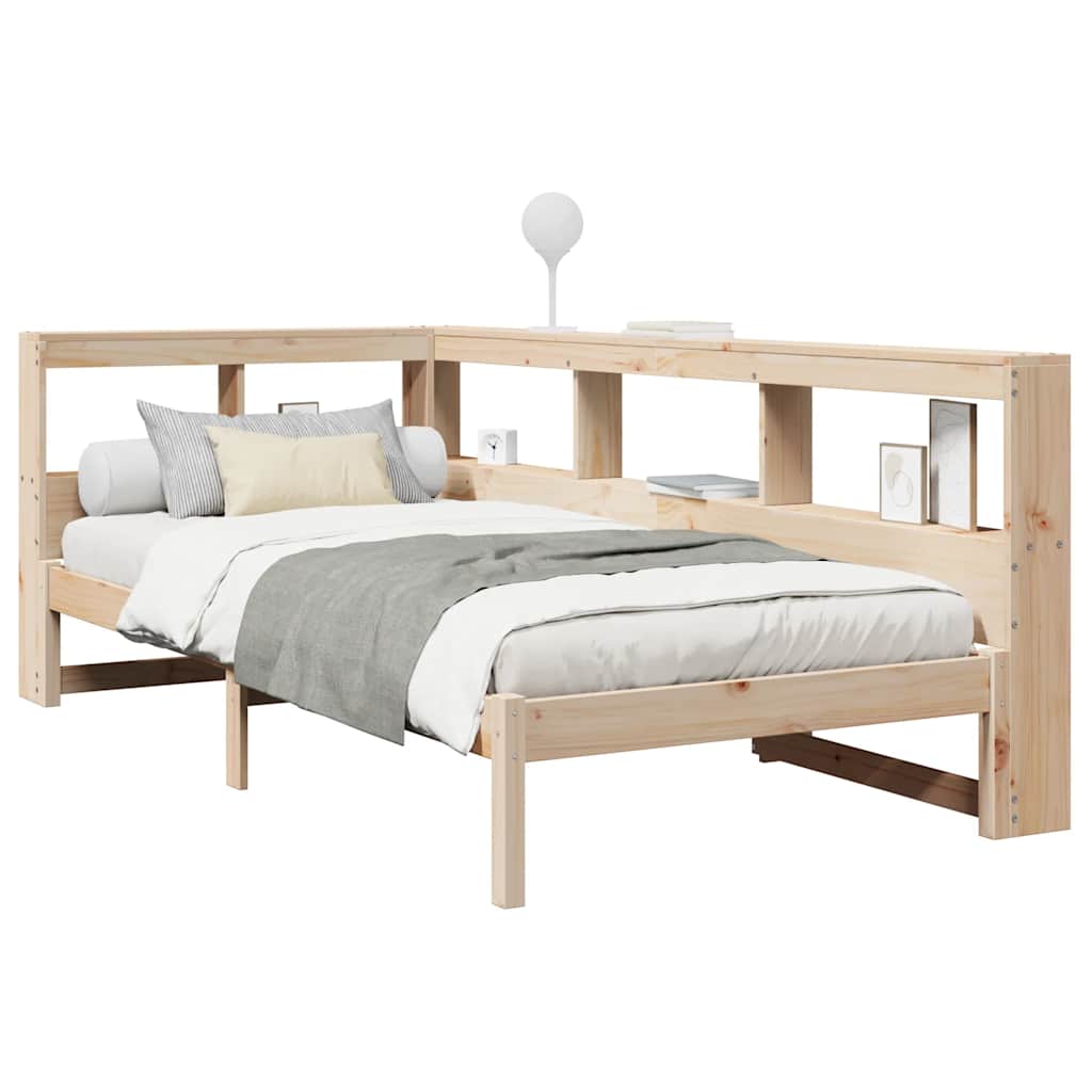 Bed met boekenkast zonder matras massief grenenhout 75x190 cm