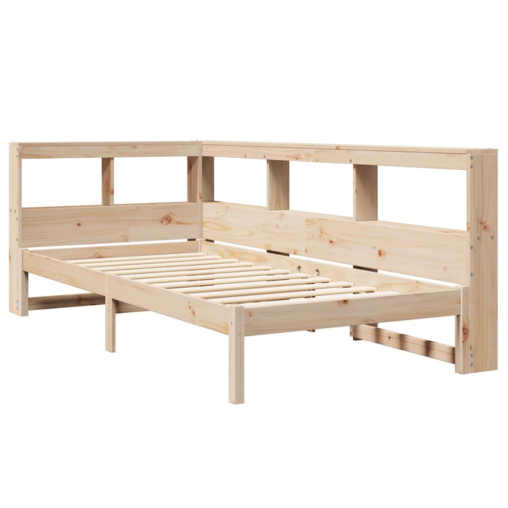 Bed met boekenkast zonder matras massief grenenhout 75x190 cm