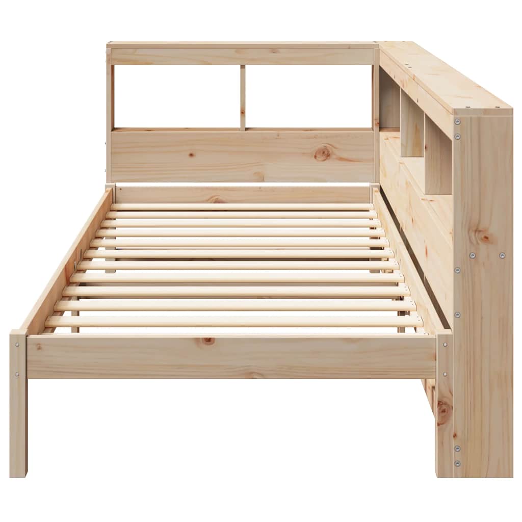 Bed met boekenkast zonder matras massief grenenhout 75x190 cm