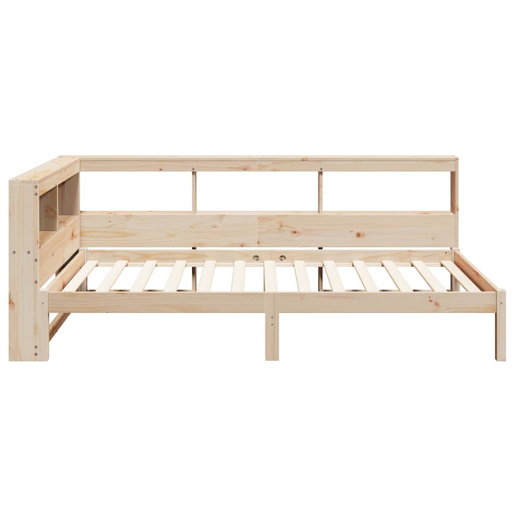 Bed met boekenkast zonder matras massief grenenhout 75x190 cm