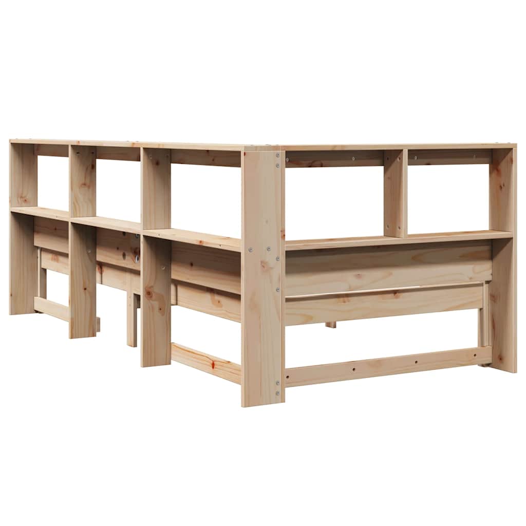 Bed met boekenkast zonder matras massief grenenhout 75x190 cm