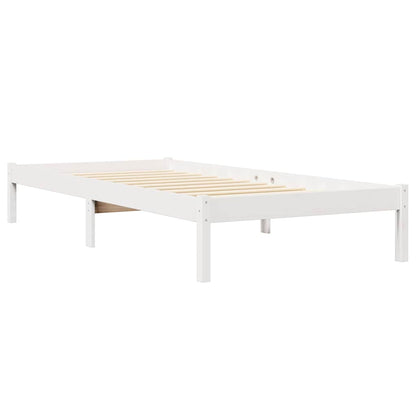 Bed met boekenkast zonder matras grenenhout wit 75x190 cm